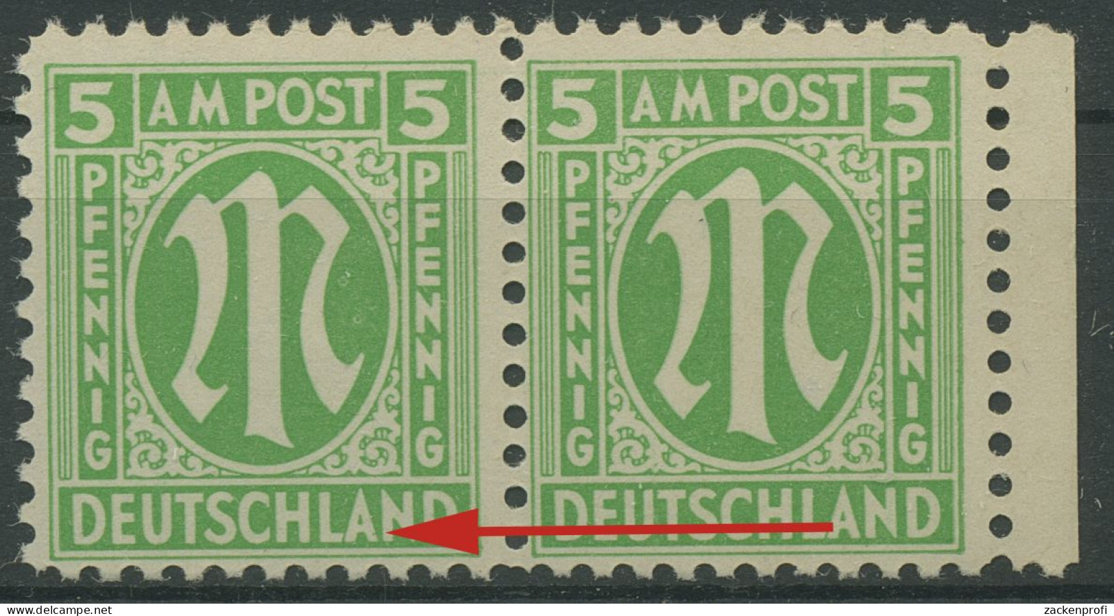 Bizone 1945 Am. Druck Mit Plattenfehler 3y F 59, Papier Y Postfrisch (R7448) - Neufs
