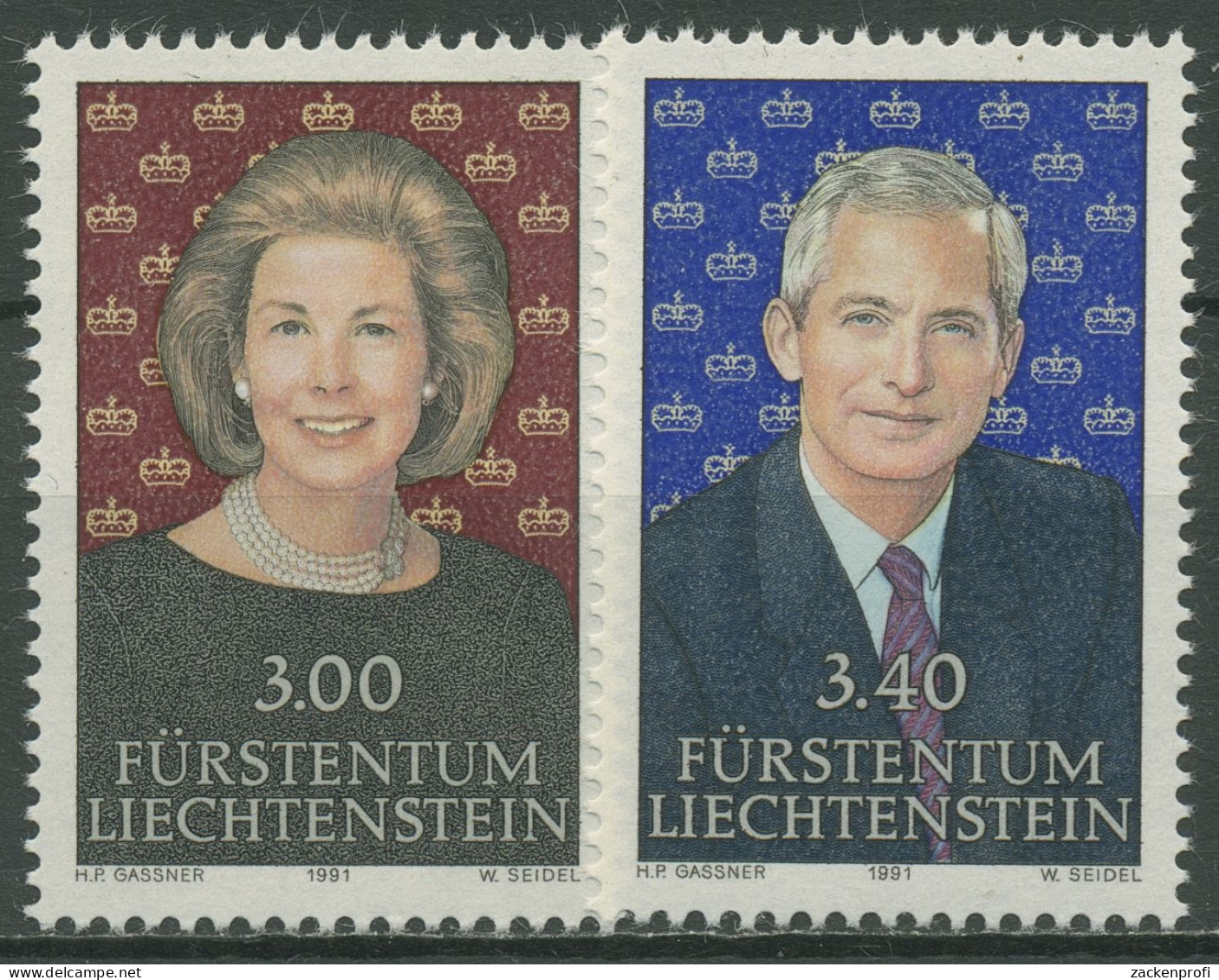 Liechtenstein 1991 Fürst Hans-Adam II. Fürstin Marie 1024/25 Postfrisch - Ungebraucht