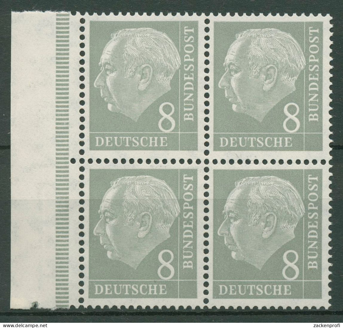 Bund 1954 Heuss I Bogenmarke 182 X Ww 4er-Block Rand Links Postfrisch - Nuovi