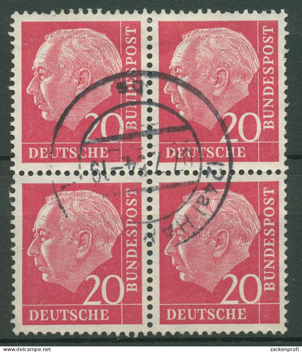 Bund 1954 Th. Heuss I Bogenmarken 185 4er-Block Gestempelt - Used Stamps
