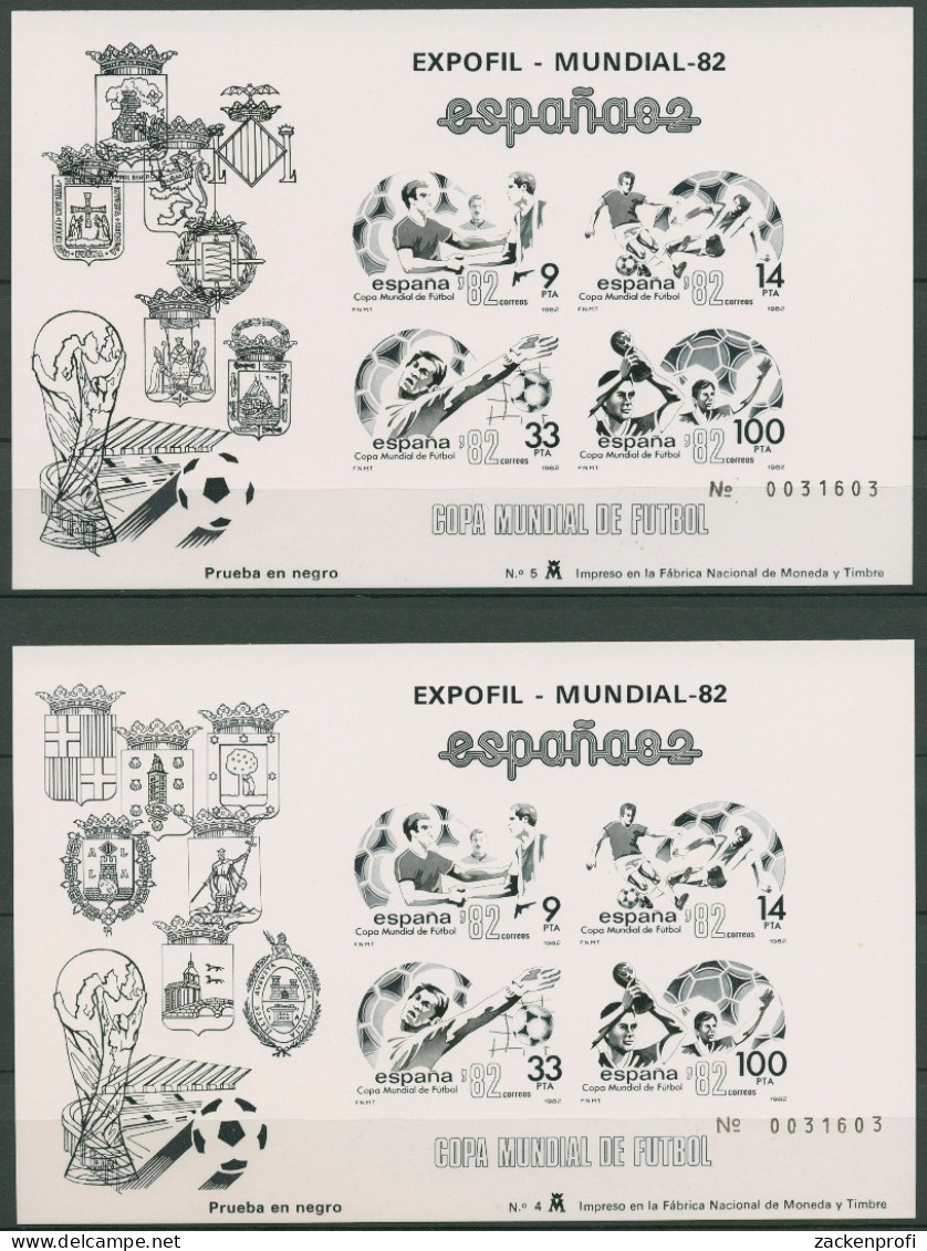 Spanien 1982 Fußball-WM Spanien Block 25/26 Schwarzdruck Postfrisch (C93459) - Blocks & Sheetlets & Panes