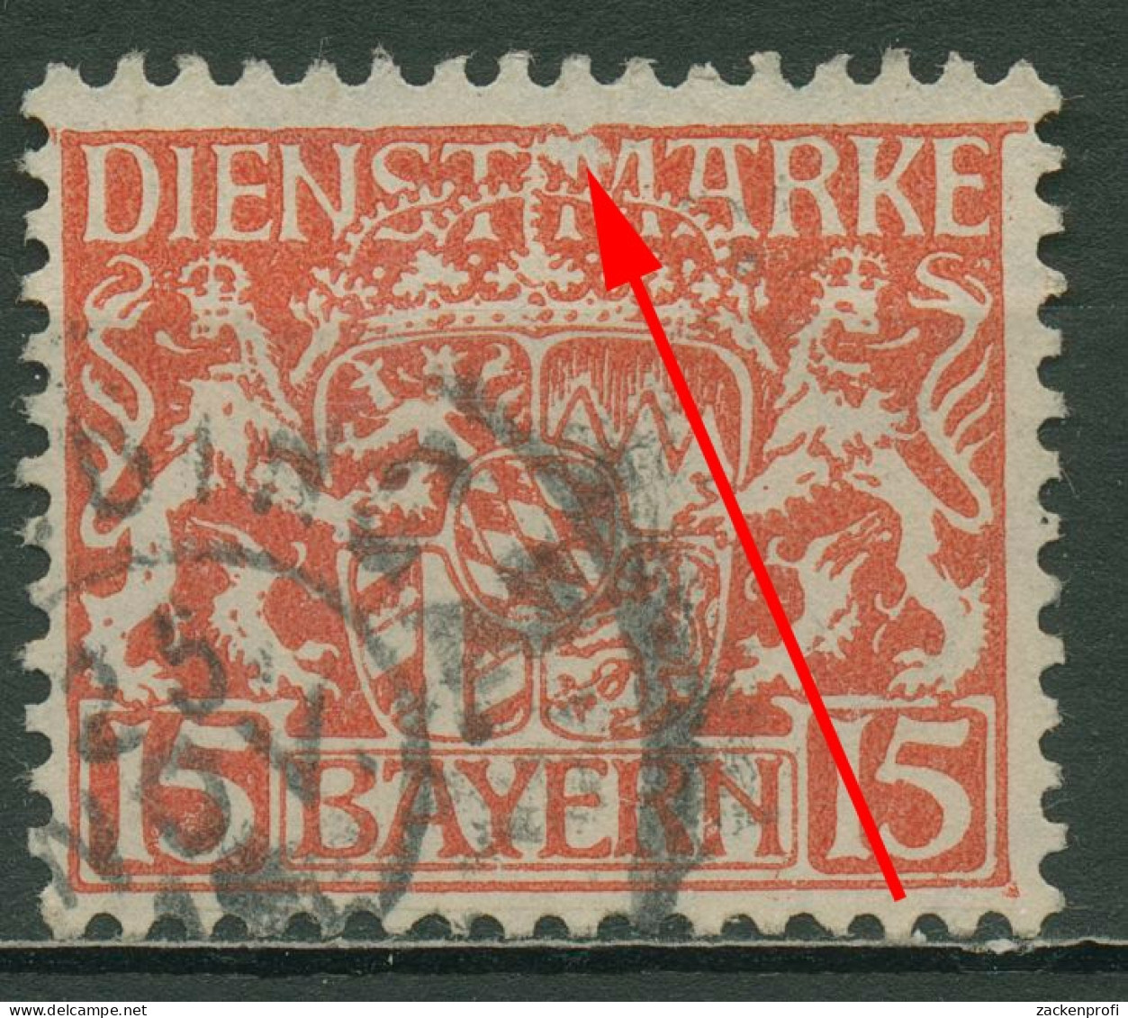 Bayern Dienstmarken 1916/20 Staatswappen Plattenfehler D 27 Ya PF ? Gestempelt - Usati