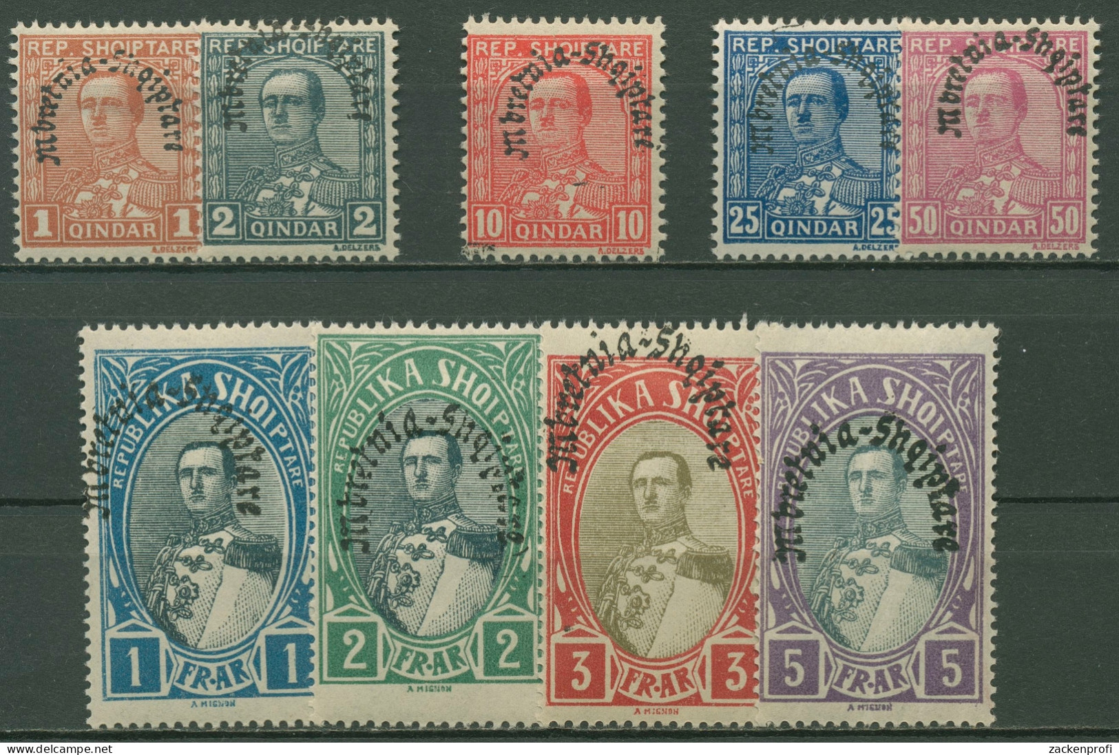 Albanien 1928 Freimarken Mit Aufdruck 188/89, 191, 193/98 Mit Falz - Albania