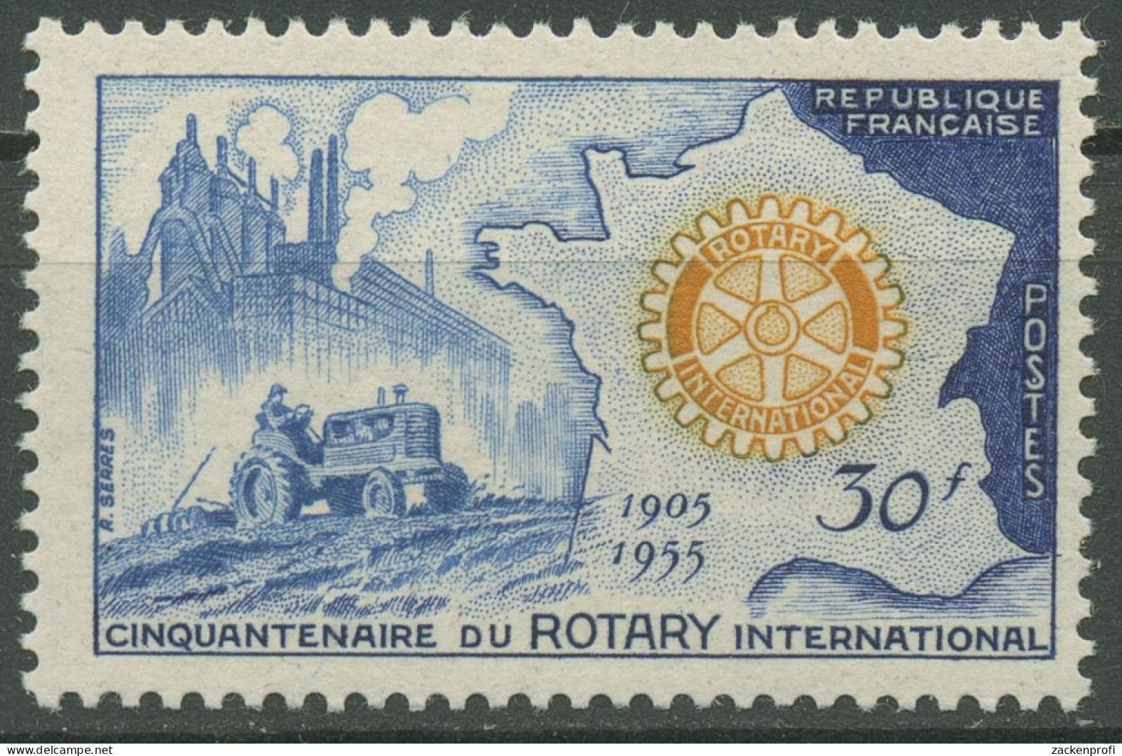 Frankreich 1955 Rotary International Traktor Landkarte 1035 Postfrisch - Neufs