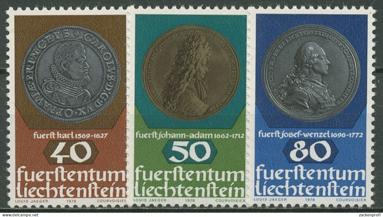 Liechtenstein 1978 Münzen Medaillen 710/12 Postfrisch - Ungebraucht