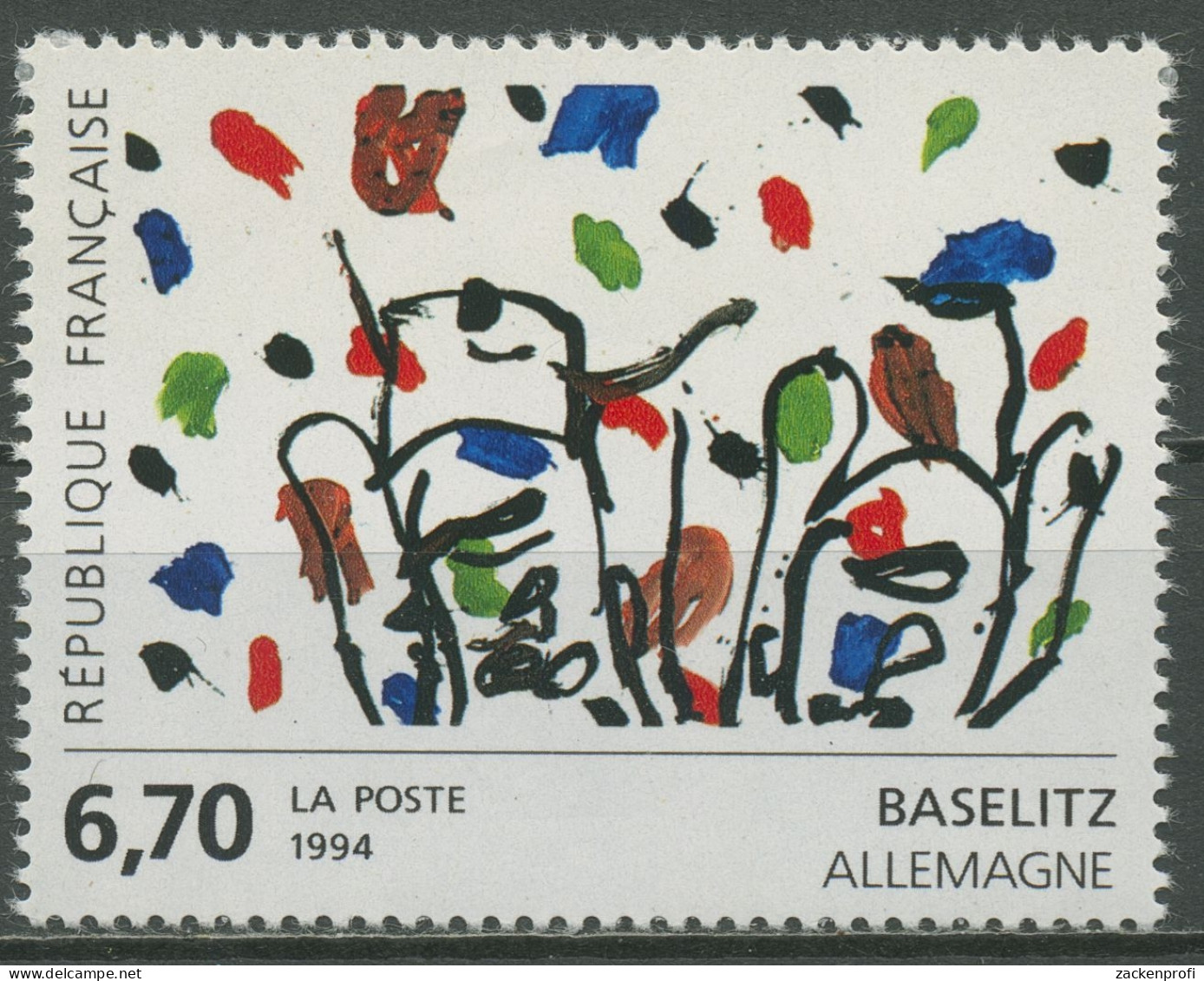 Frankreich 1994 Zeitgenössische Kunst Gemälde Georg Baselitz 3059 Postfrisch - Unused Stamps