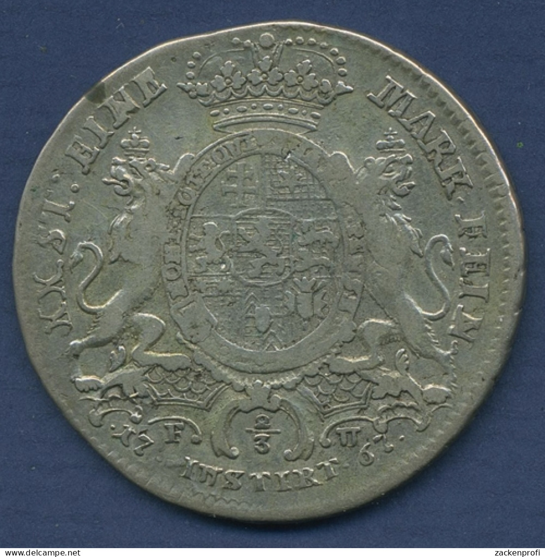 Hessen-Kassel 2/3 Reichstaler 1767 FU Friedrich II., Schütz 1870.1 Ss (m2383) - Monedas Pequeñas & Otras Subdivisiones