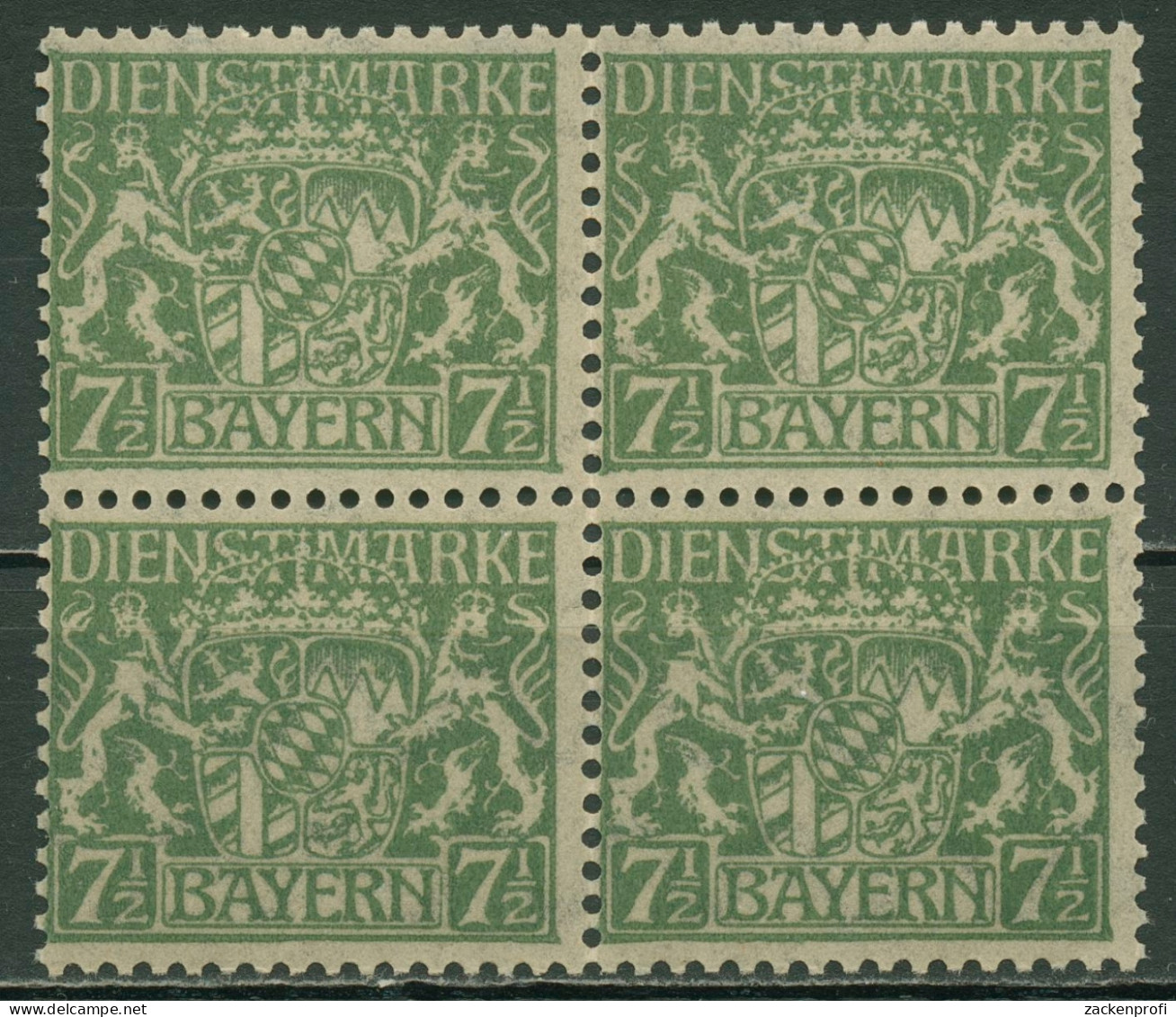 Bayern Dienstmarken 1916/20 Bayerisches Staatswappen D 25 X 4er-Block Postfrisch - Neufs