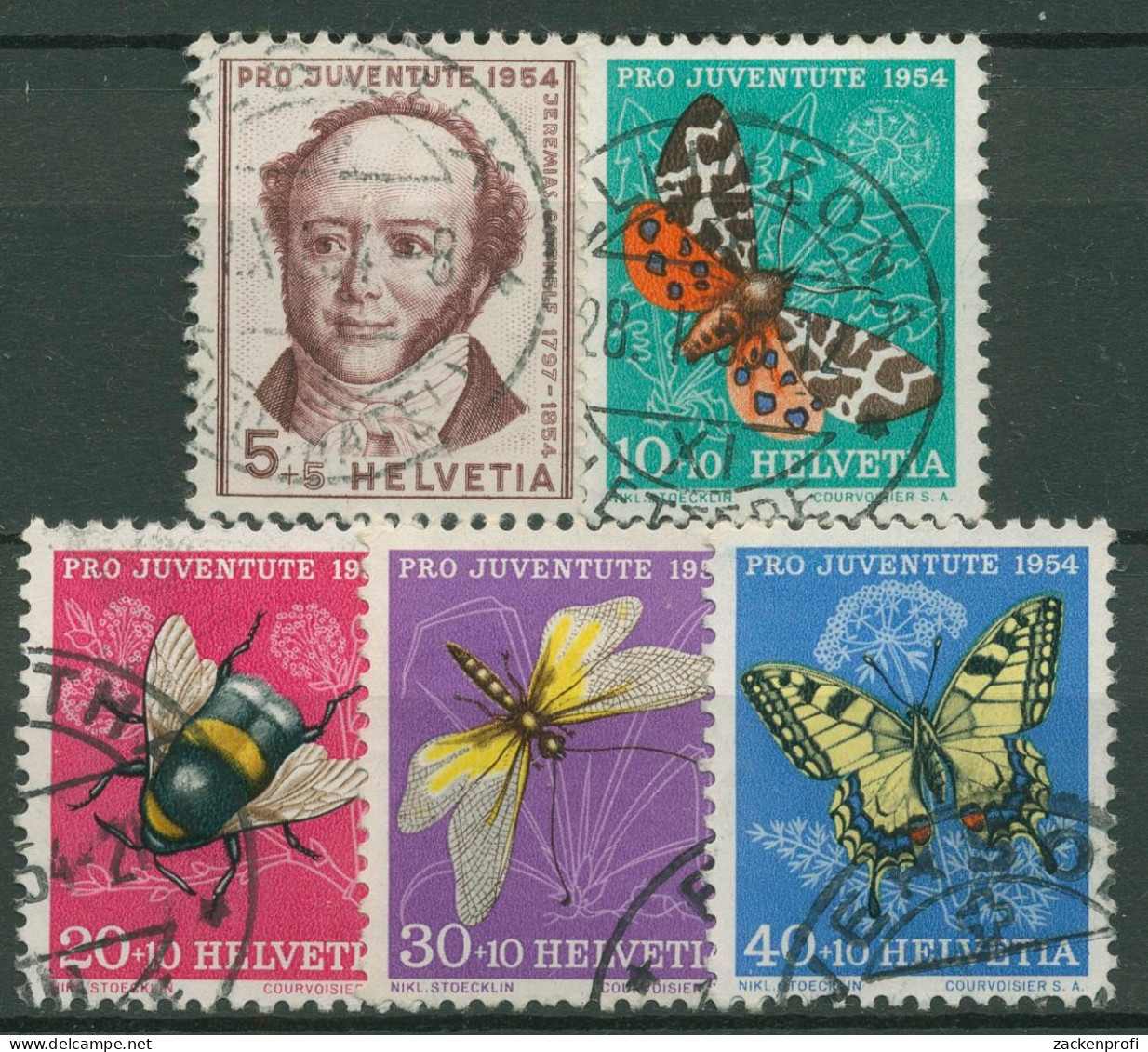 Schweiz 1954 Pro Juventute Jeremias Gotthelf Insekten 602/06 Gestempelt - Used Stamps