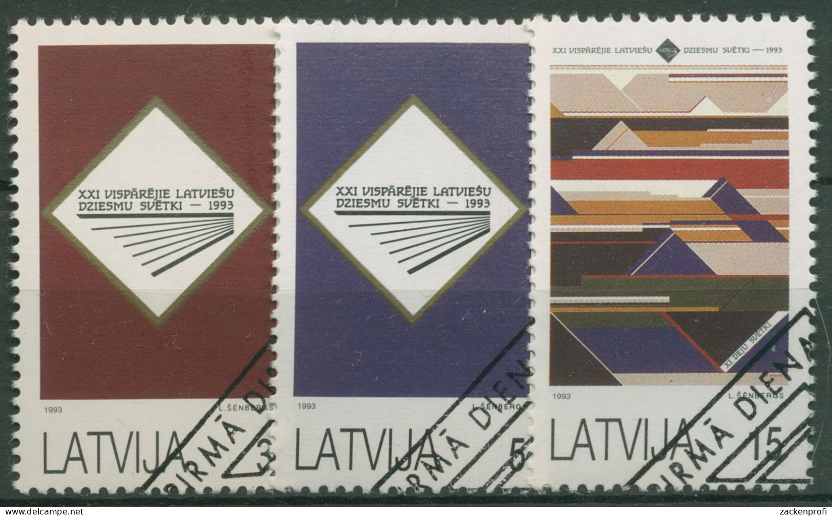 Lettland 1993 Sänger-und Tanzfest Werbeplakate 357/59 Gestempelt - Latvia