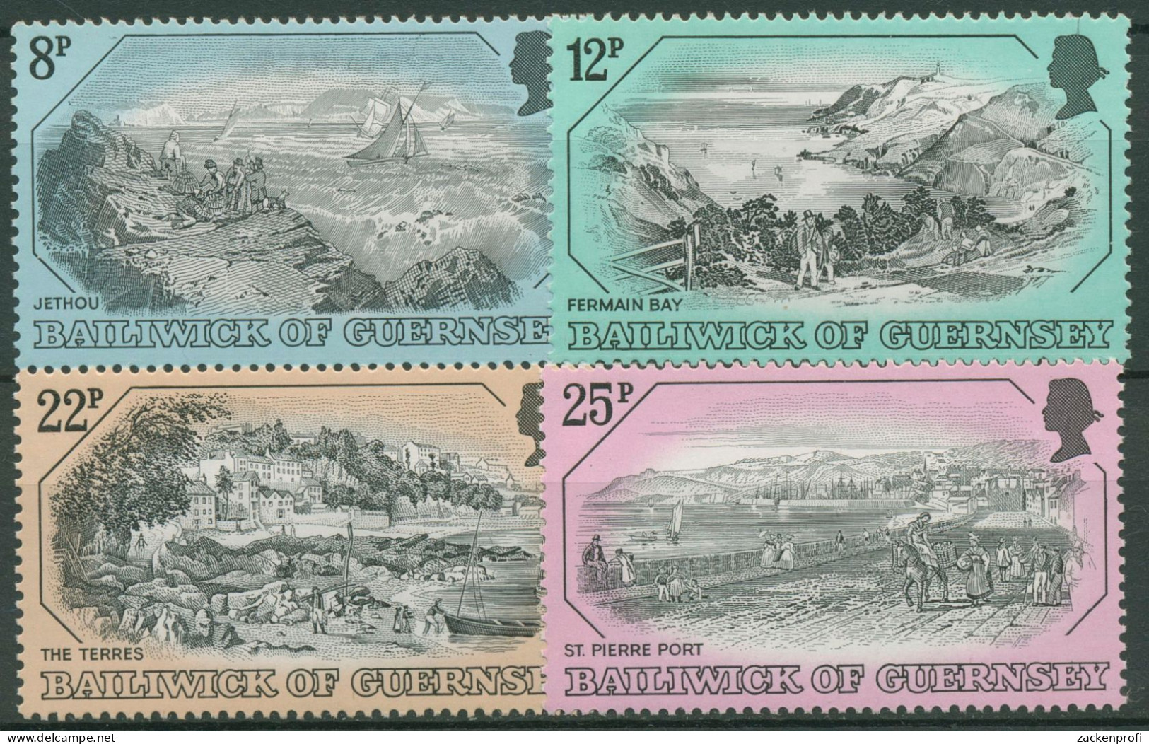 Guernsey 1982 Stadtansichten Alte Stiche 241/44 Postfrisch - Guernesey