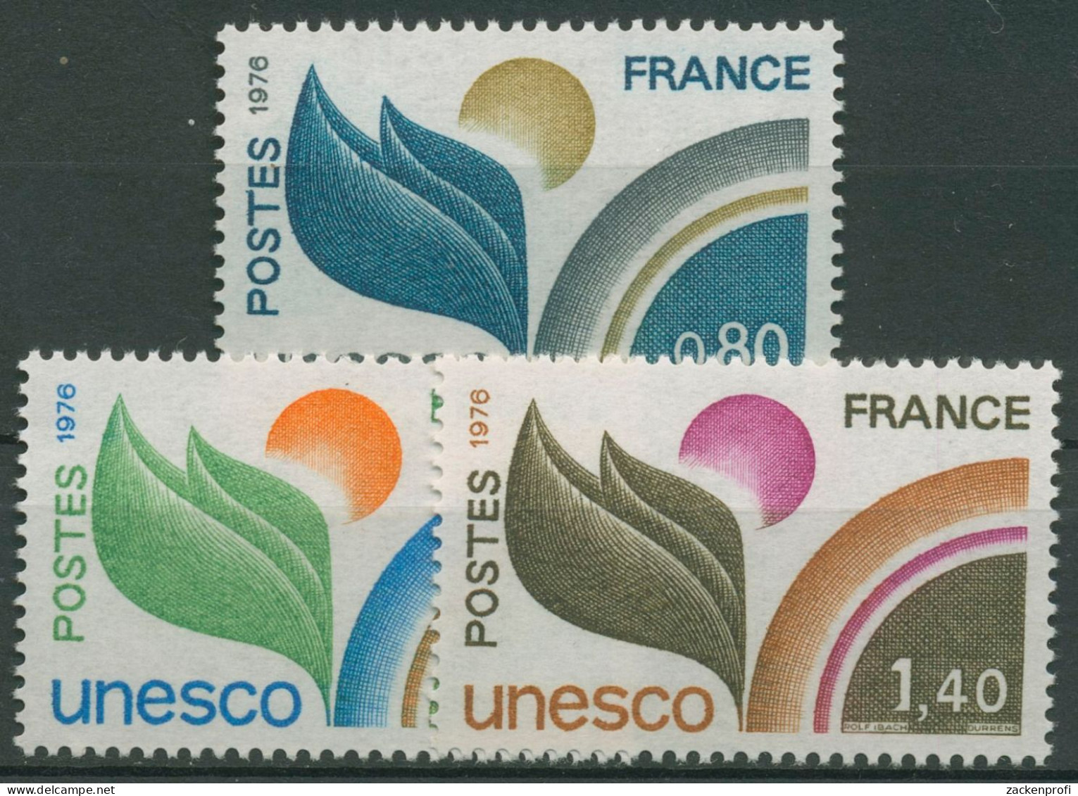 Frankreich 1976 Dienstmarke UNESCO Symbolik D 16/18 Postfrisch - Ongebruikt