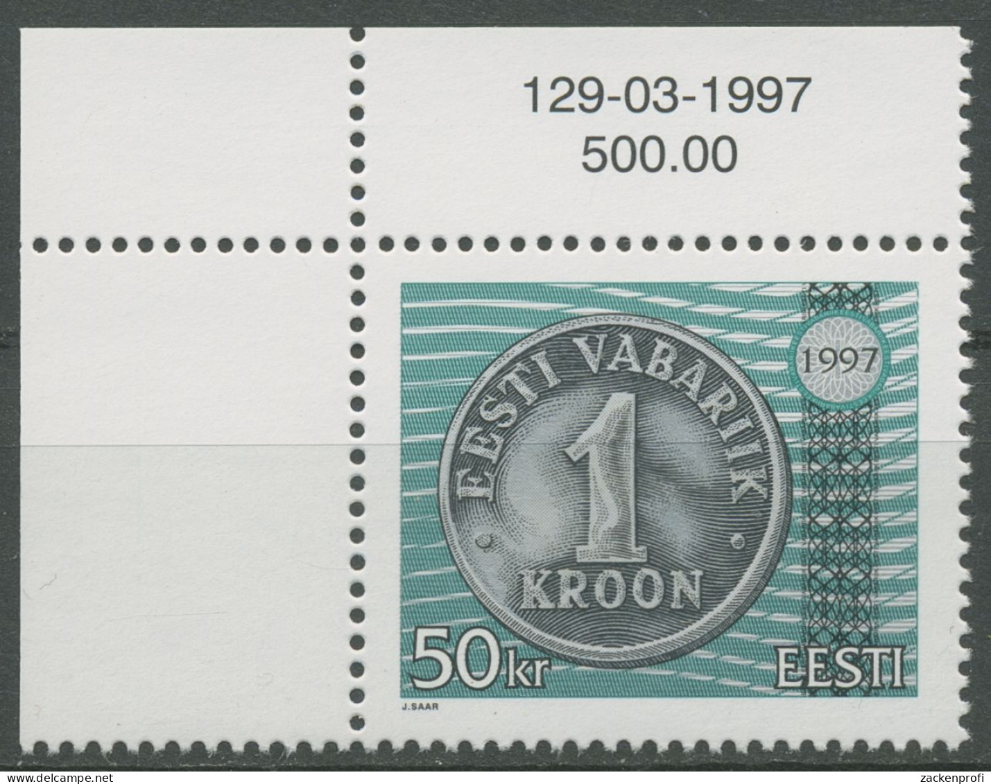 Estland 1997 Währungsreform 1-Kronen-Münze 308 Ecke Postfrisch - Estonia