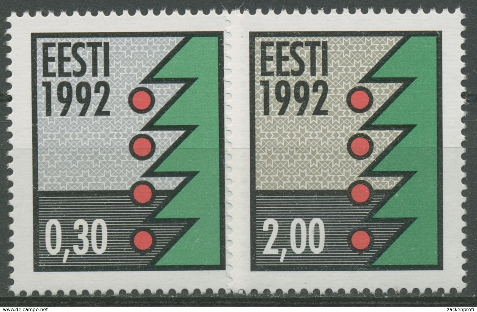 Estland 1992 Weihnachten Weihnachtsbaum 195/96 Y Postfrisch - Estonie