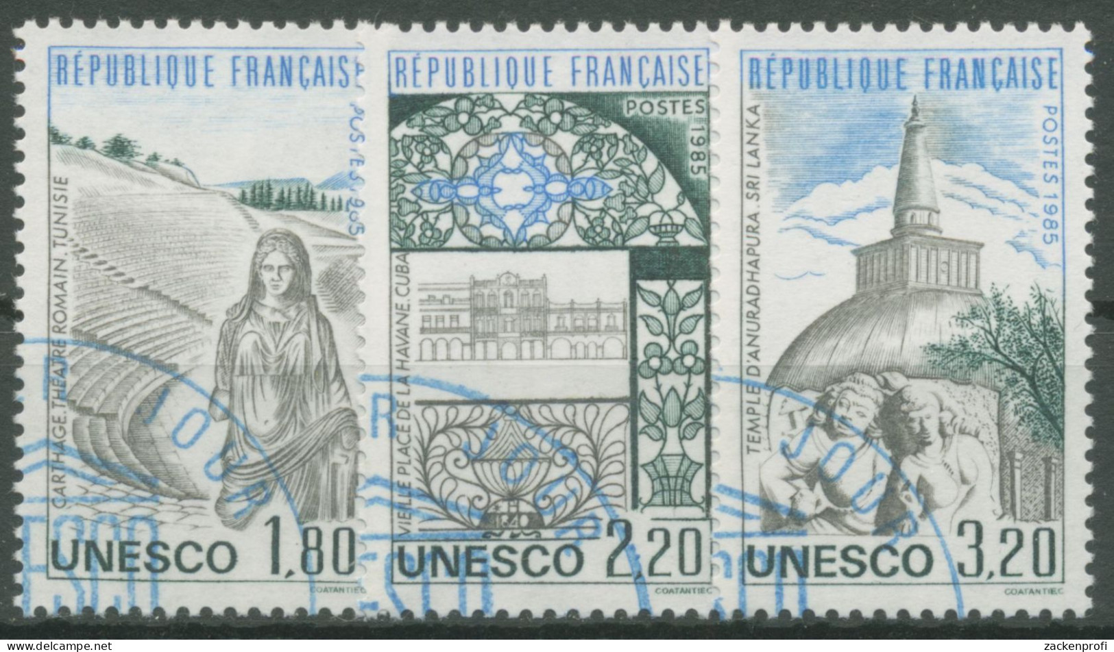 Frankreich 1985 Dienstmarke UNESCO Welterbe Bauwerke D 34/36 Gestempelt - Oblitérés