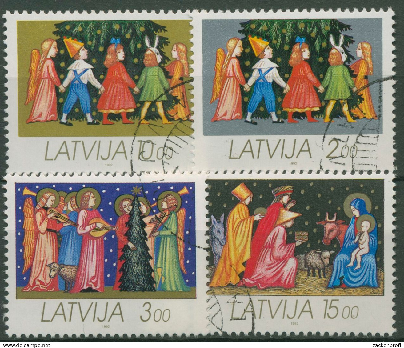 Lettland 1992 Weihnachten 344/47 Gestempelt - Latvia