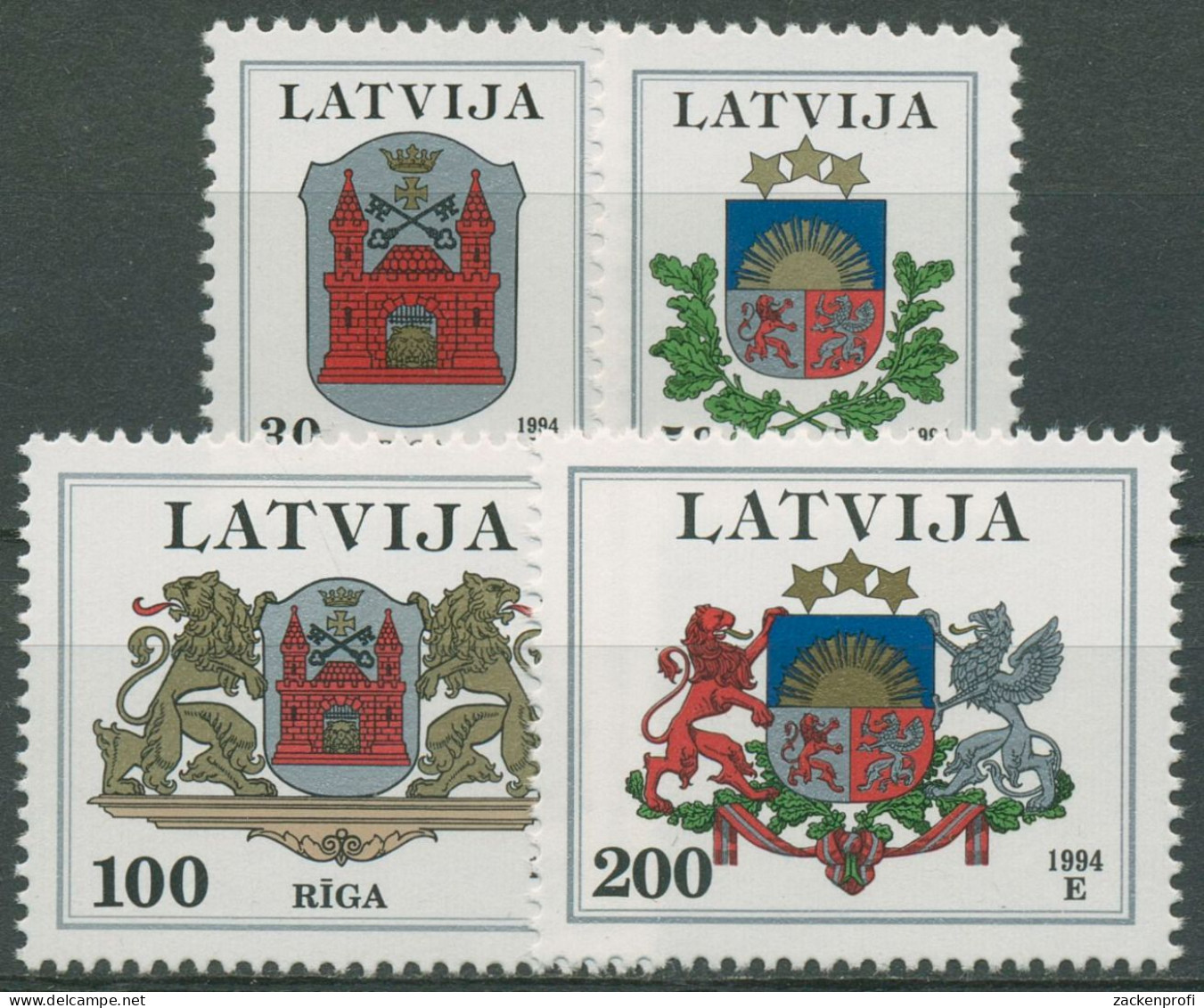 Lettland 1994 Freimarken Wappen 389/92 Postfrisch - Lettonie