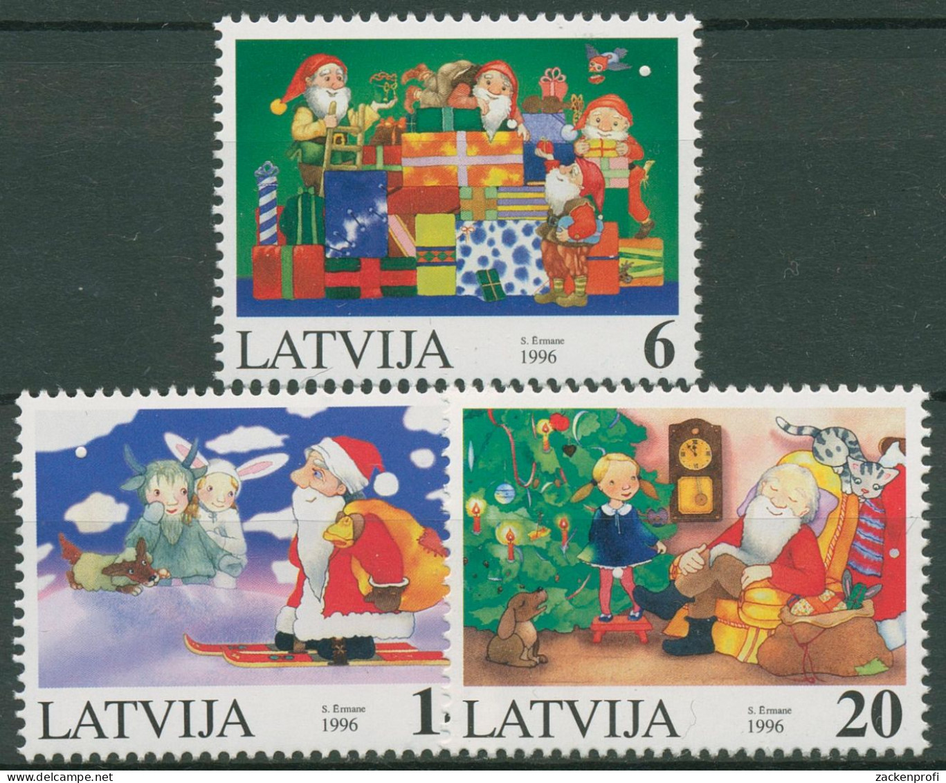 Lettland 1996 Weihnachten Weihnachtsmotive 444/46 Postfrisch - Letland
