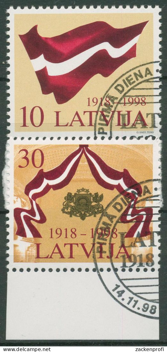 Lettland 1998 Unabhängigkeit Flagge Wappen 490/91 Gestempelt - Letland