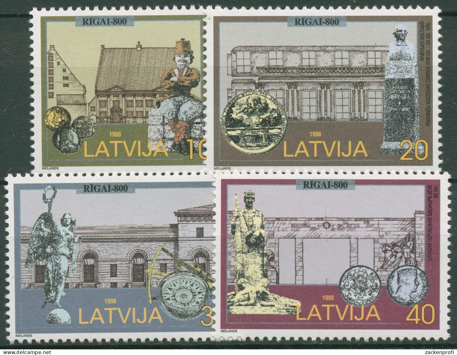 Lettland 1998 Stadt Riga Bauwerke 481/84 Postfrisch - Lettonie