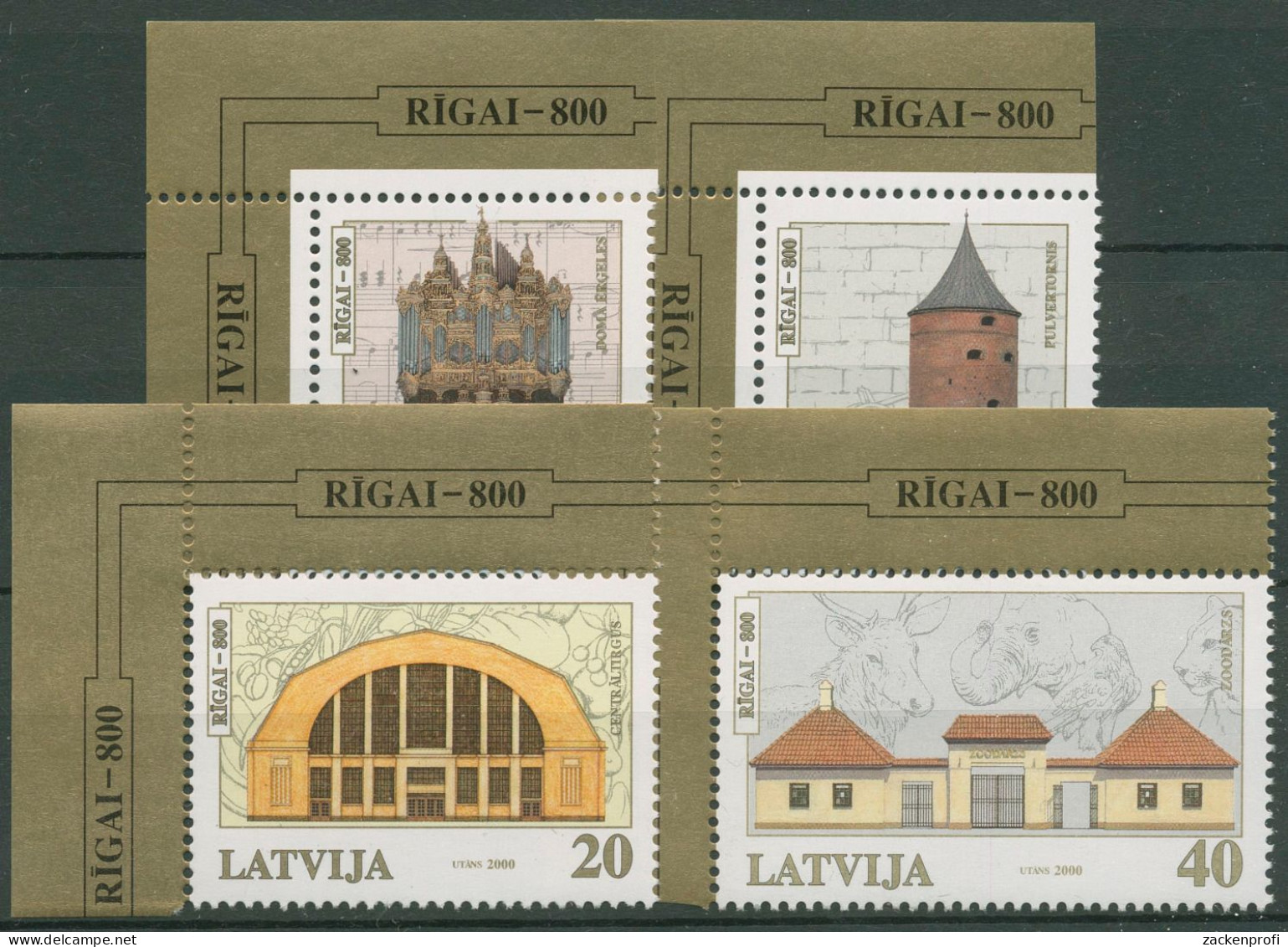 Lettland 2000 Stadt Riga Bauwerke 523/26 Ecken Postfrisch - Letland