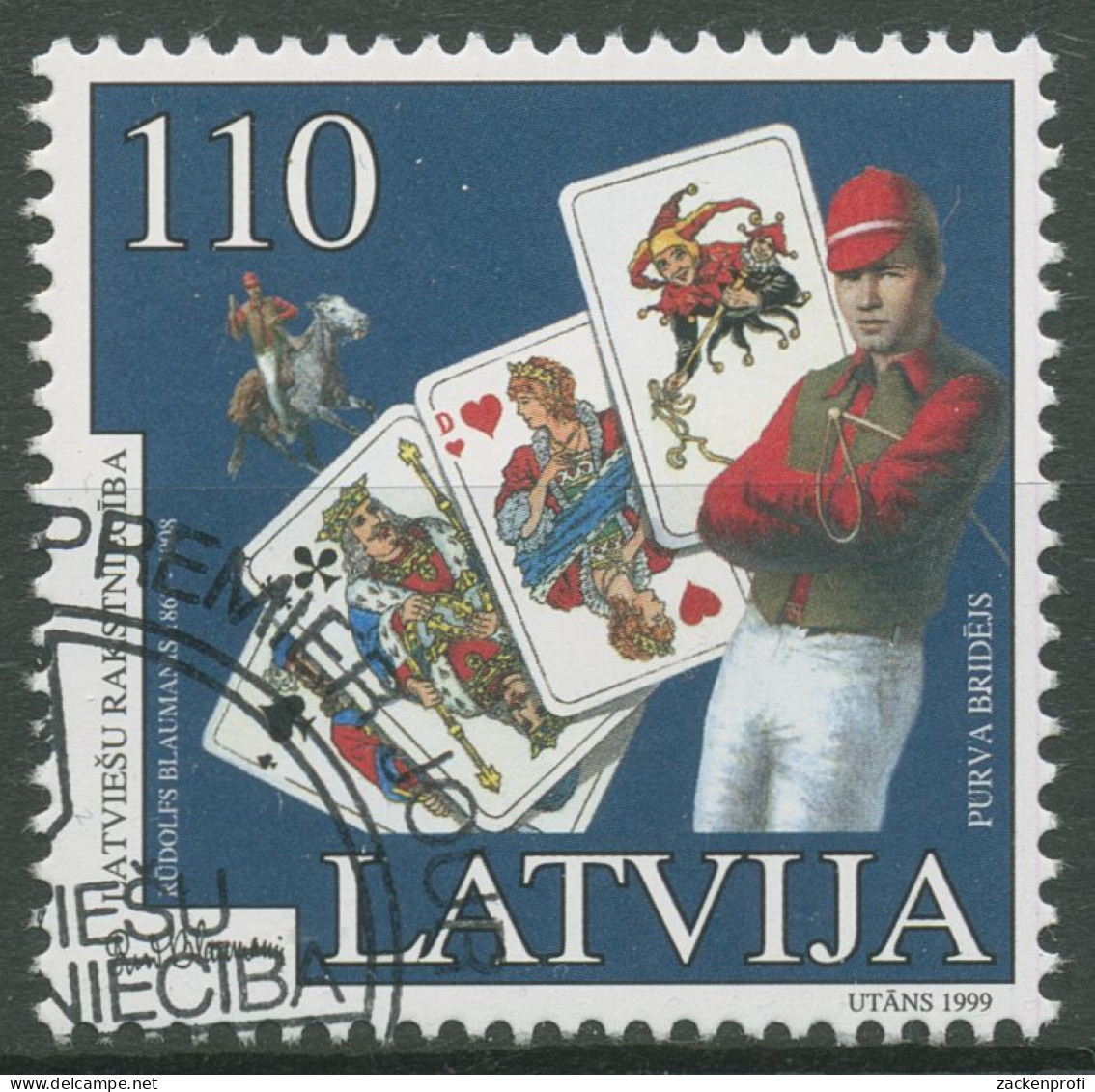 Lettland 1999 Schriftsteller Rudolfs Blaumanis Spielkarten 499 Gestempelt - Lettonie