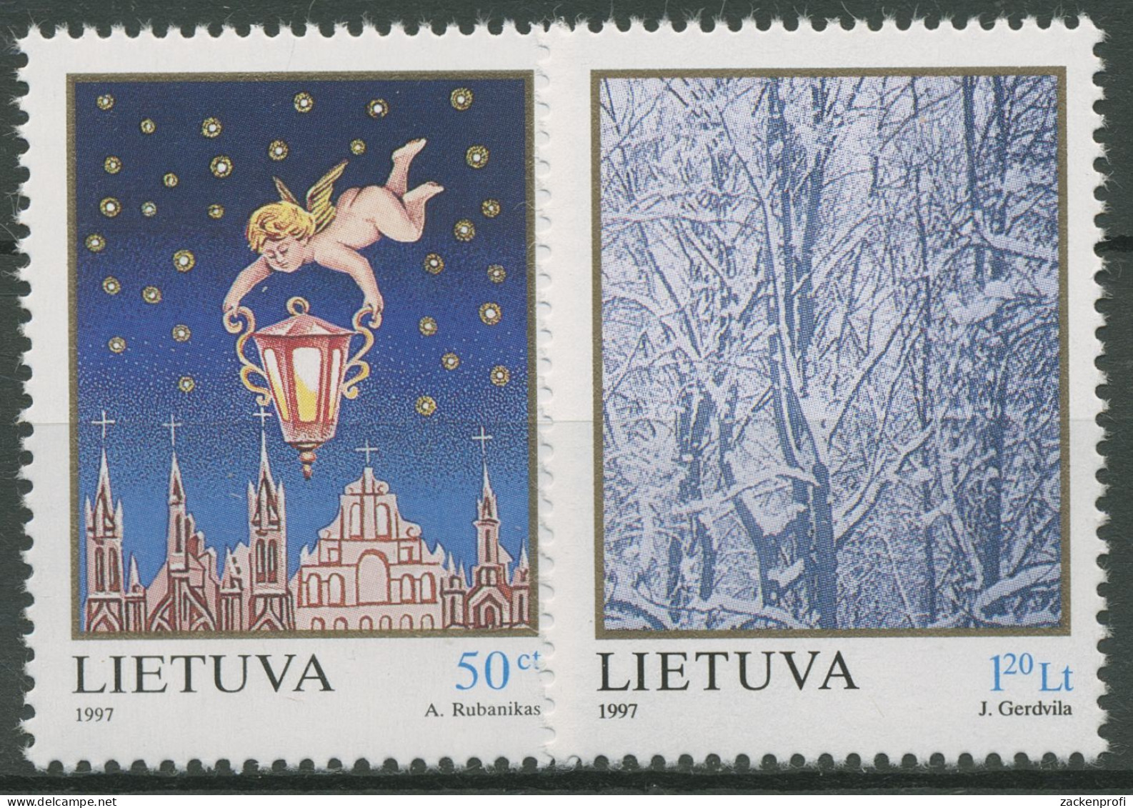 Litauen 1997 Weihnachten Engel Winterwald 655/56 Postfrisch - Lituania