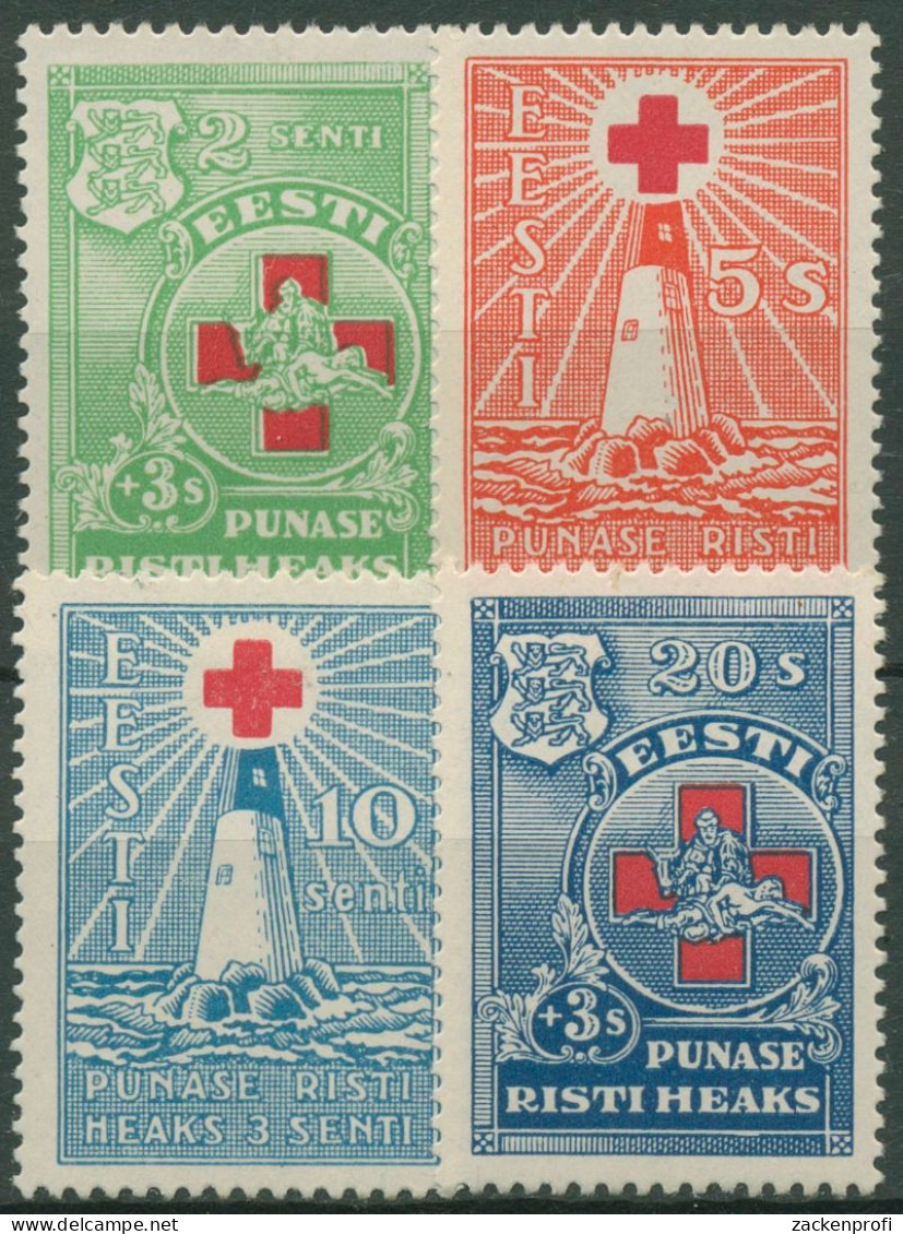 Estland 1931 Rotes Kreuz Leuchtturm 90/93 Mit Falz - Estonia