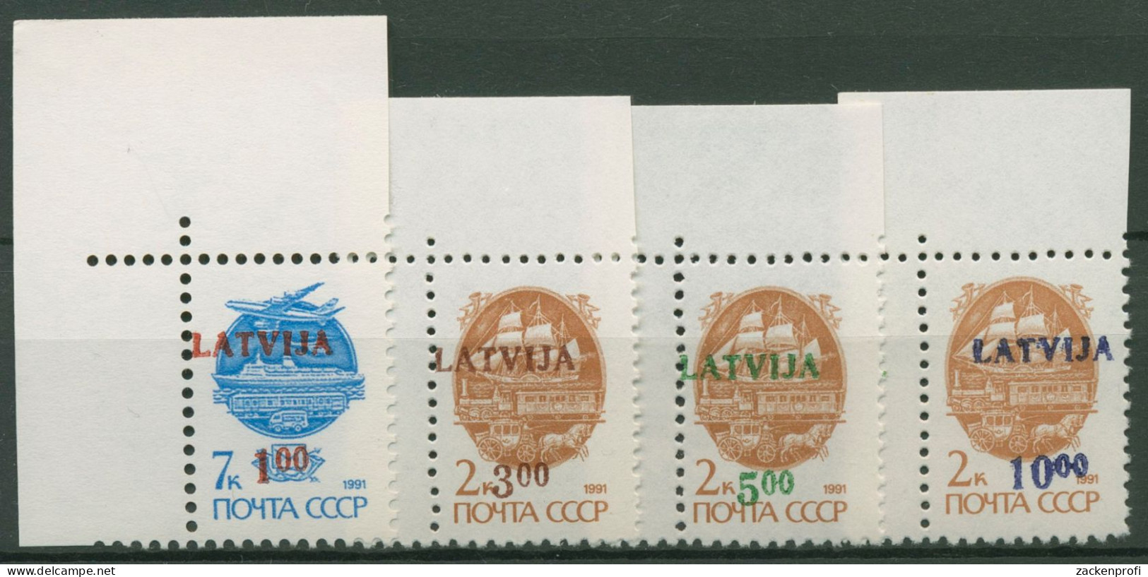 Lettland 1991 Freimarken Sowjetunion Mit Aufdruck 313/16 Ecken Postfrisch - Latvia