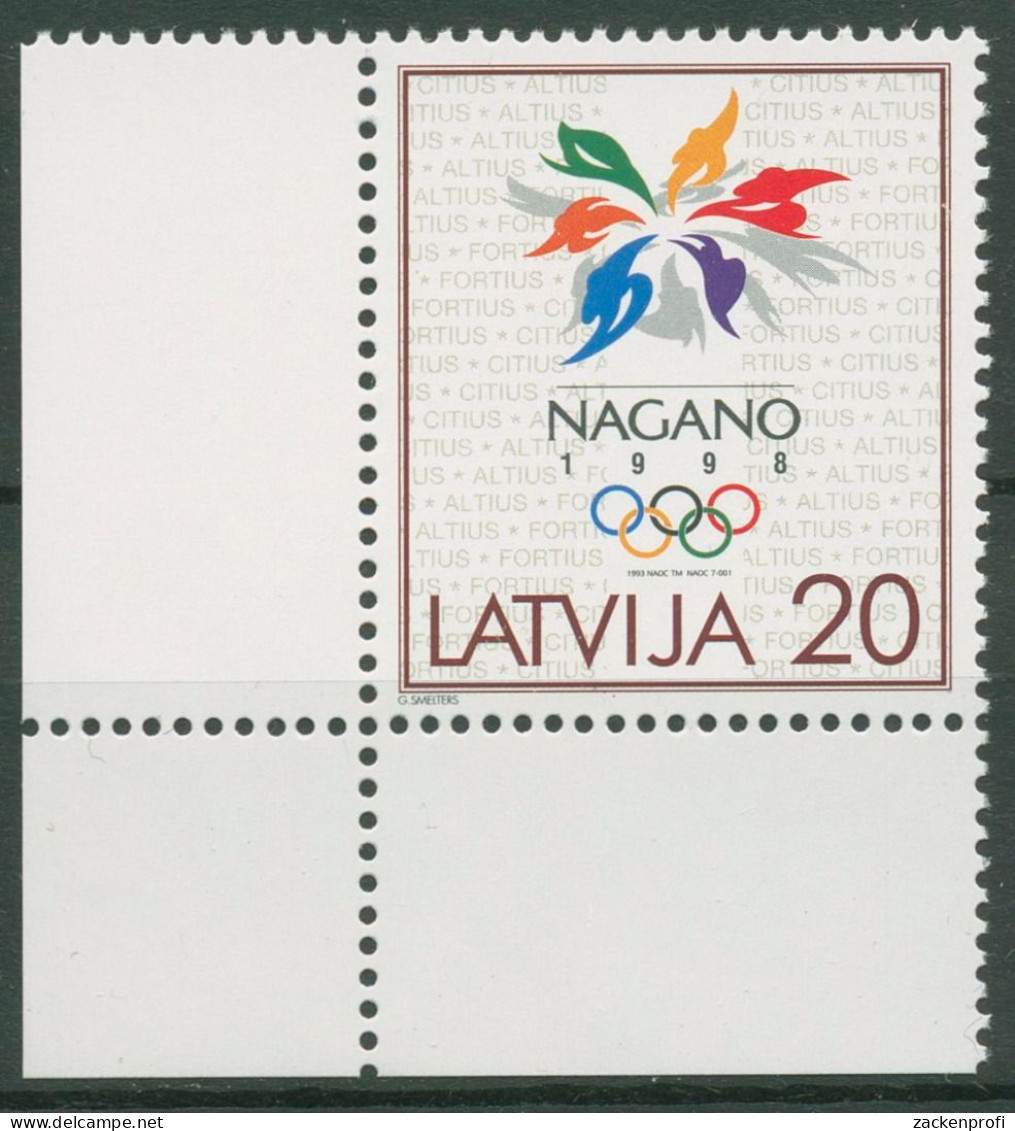 Lettland 1998 Olympia Winterspiele Nagano 474 Ecke Postfrisch - Letonia