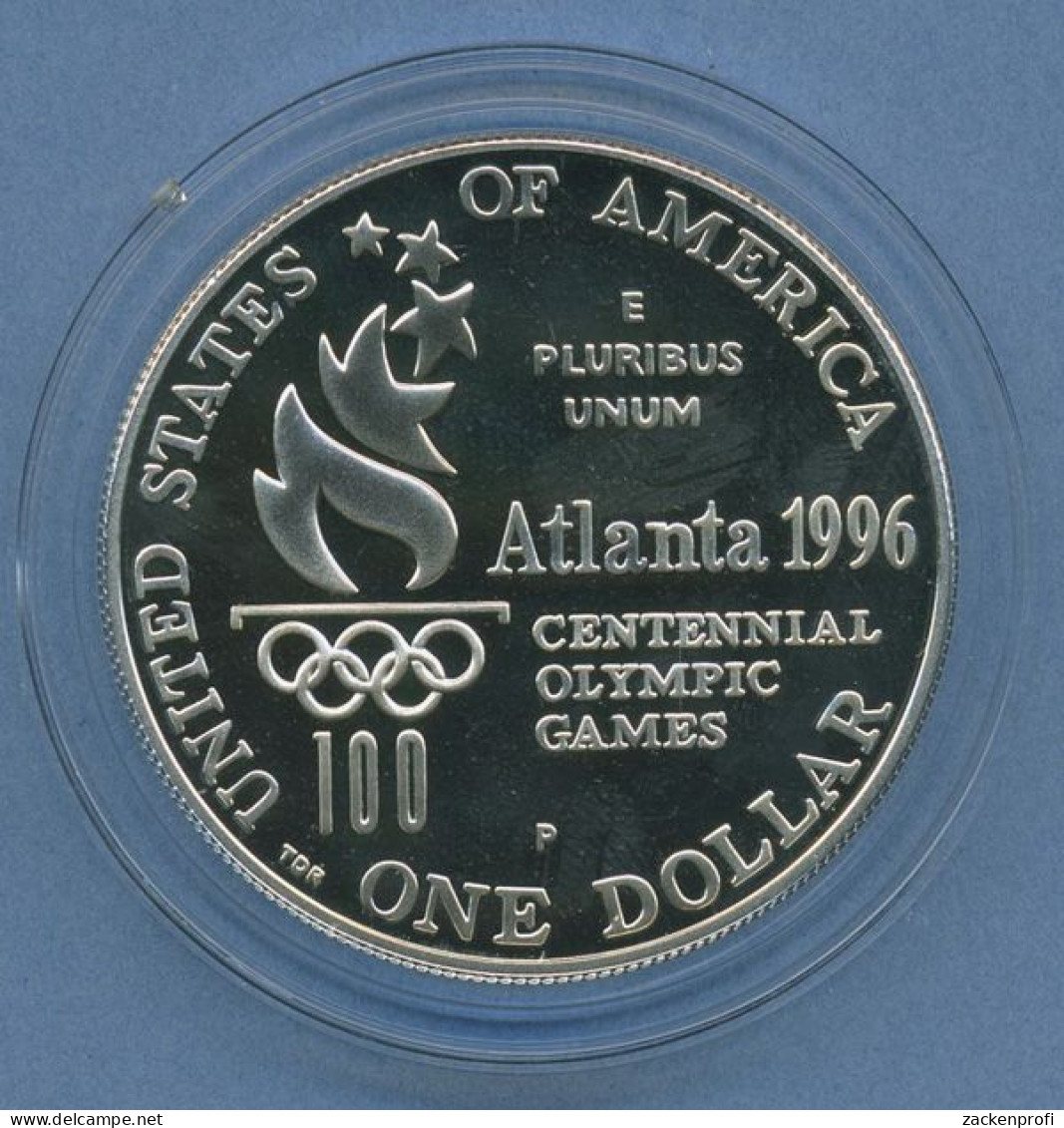 USA Dollar 1996 Atlanta Olympia Tennis, Silber KM 269 PP In Kapsel (m5116) - Herdenking