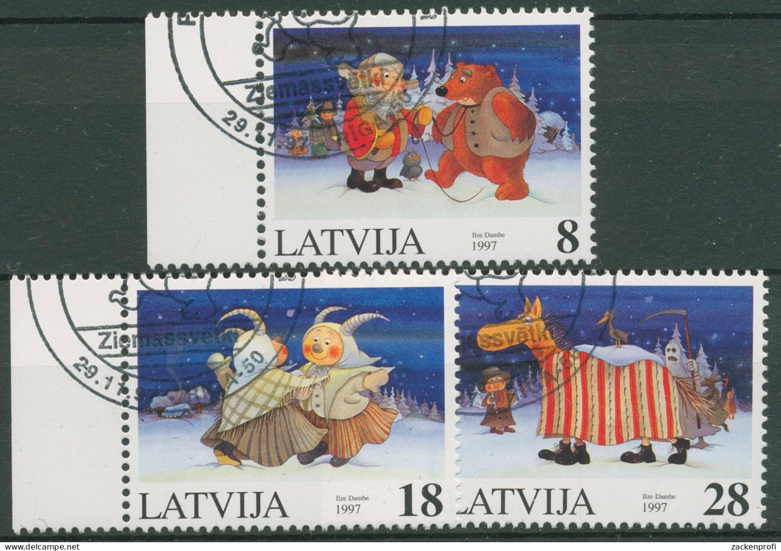 Lettland 1997 Weihnachten Masken 471/73 Gestempelt - Latvia