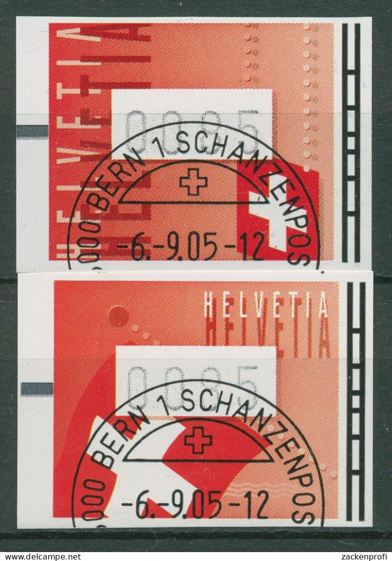 Schweiz Automatenmarken 2005 Nationalflagge ATM 15/16 Gestempelt - Timbres D'automates