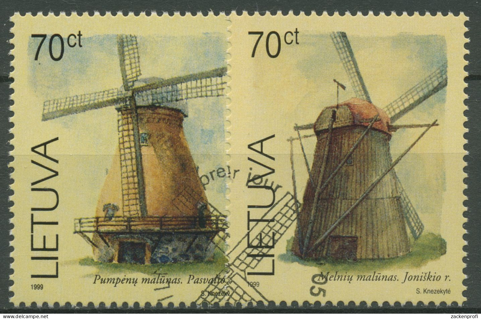 Litauen 1999 Windmühlen 696/97 Gestempelt - Lithuania