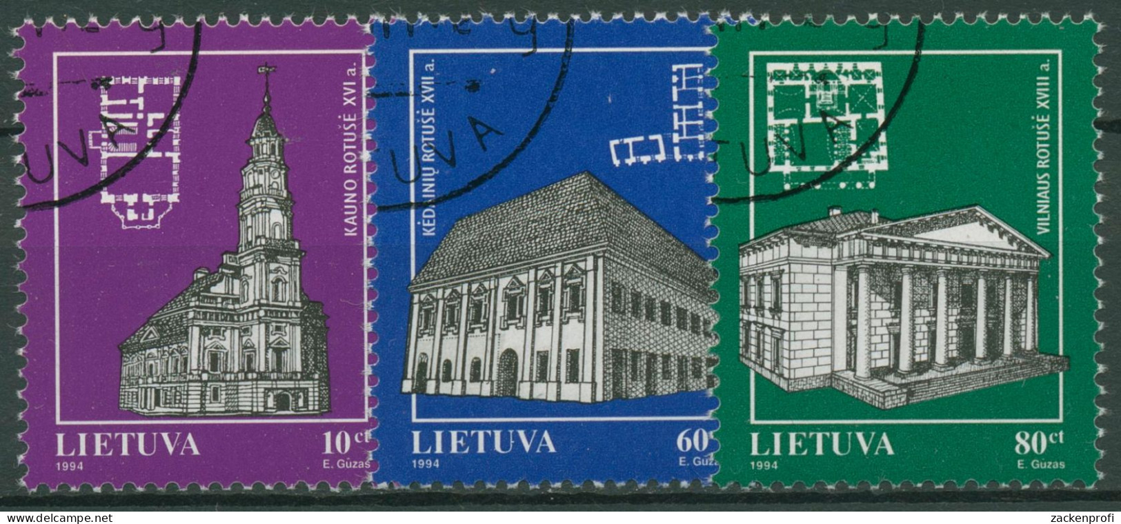 Litauen 1994 Architektur Rathäuser 568/70 Gestempelt - Lithuania