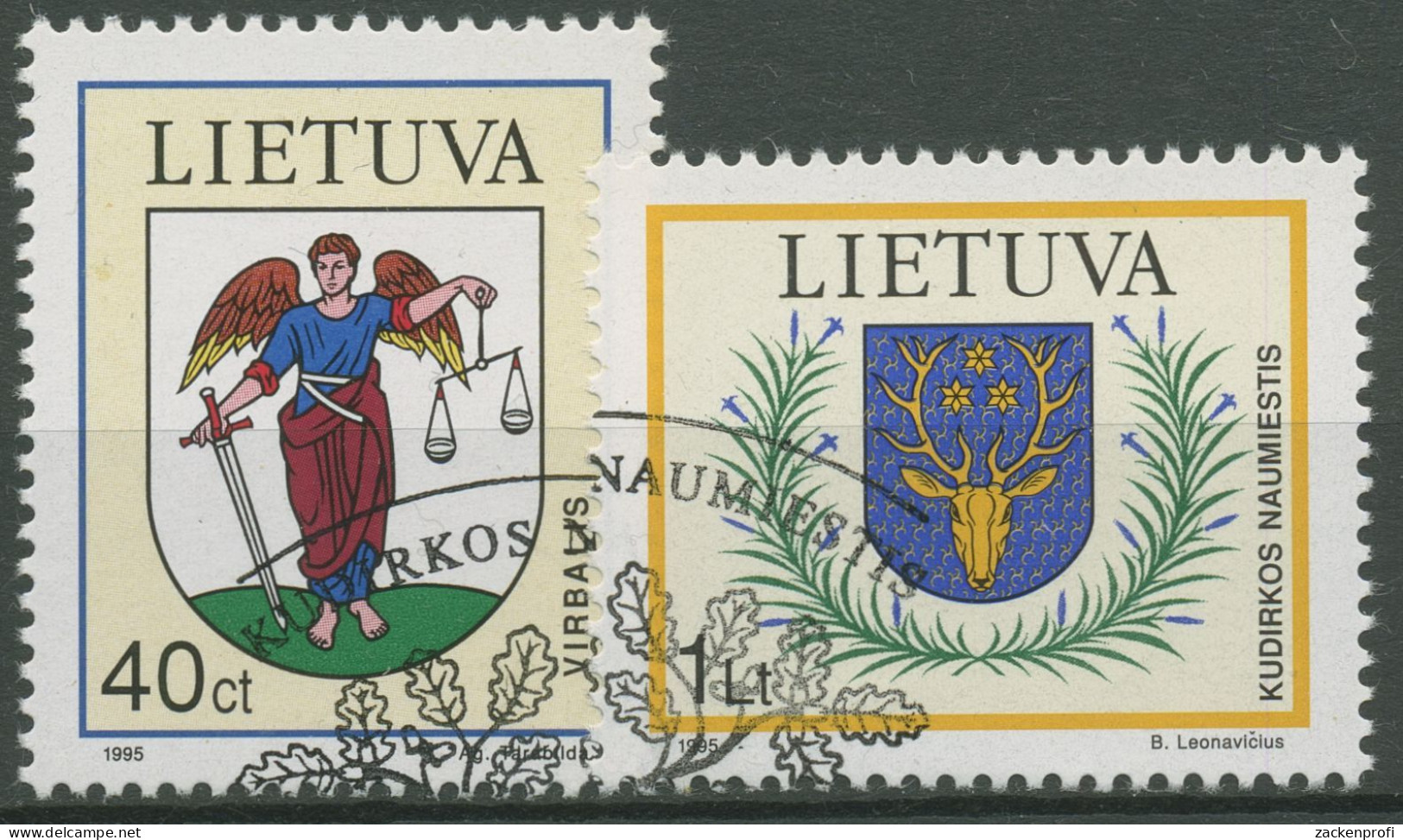 Litauen 1995 Stadtwappen 591/92 Gestempelt - Lituanie