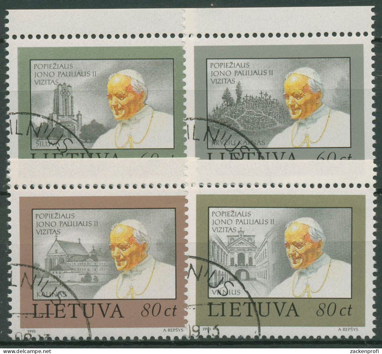 Litauen 1993 Papst Johannes Paul II. 533/36 Gestempelt - Lithuania