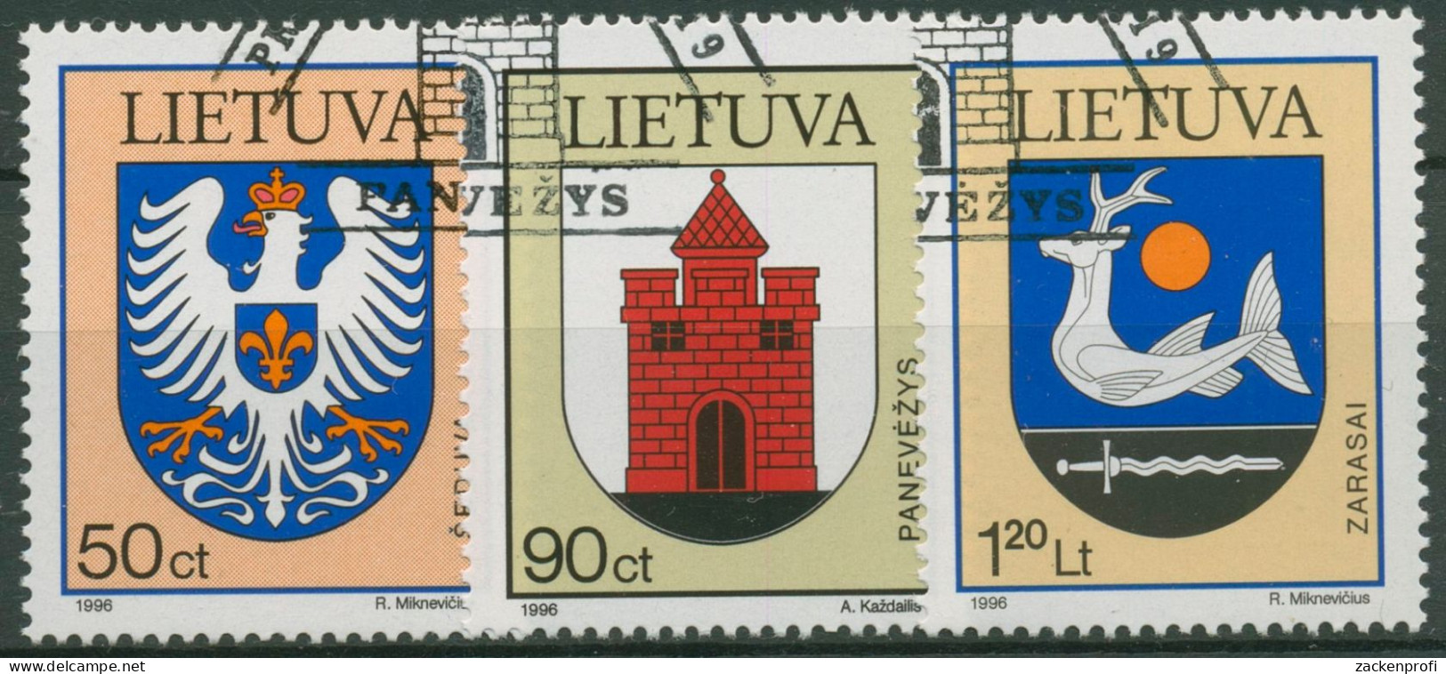 Litauen 1996 Stadtwappen 621/23 Gestempelt - Lithuania