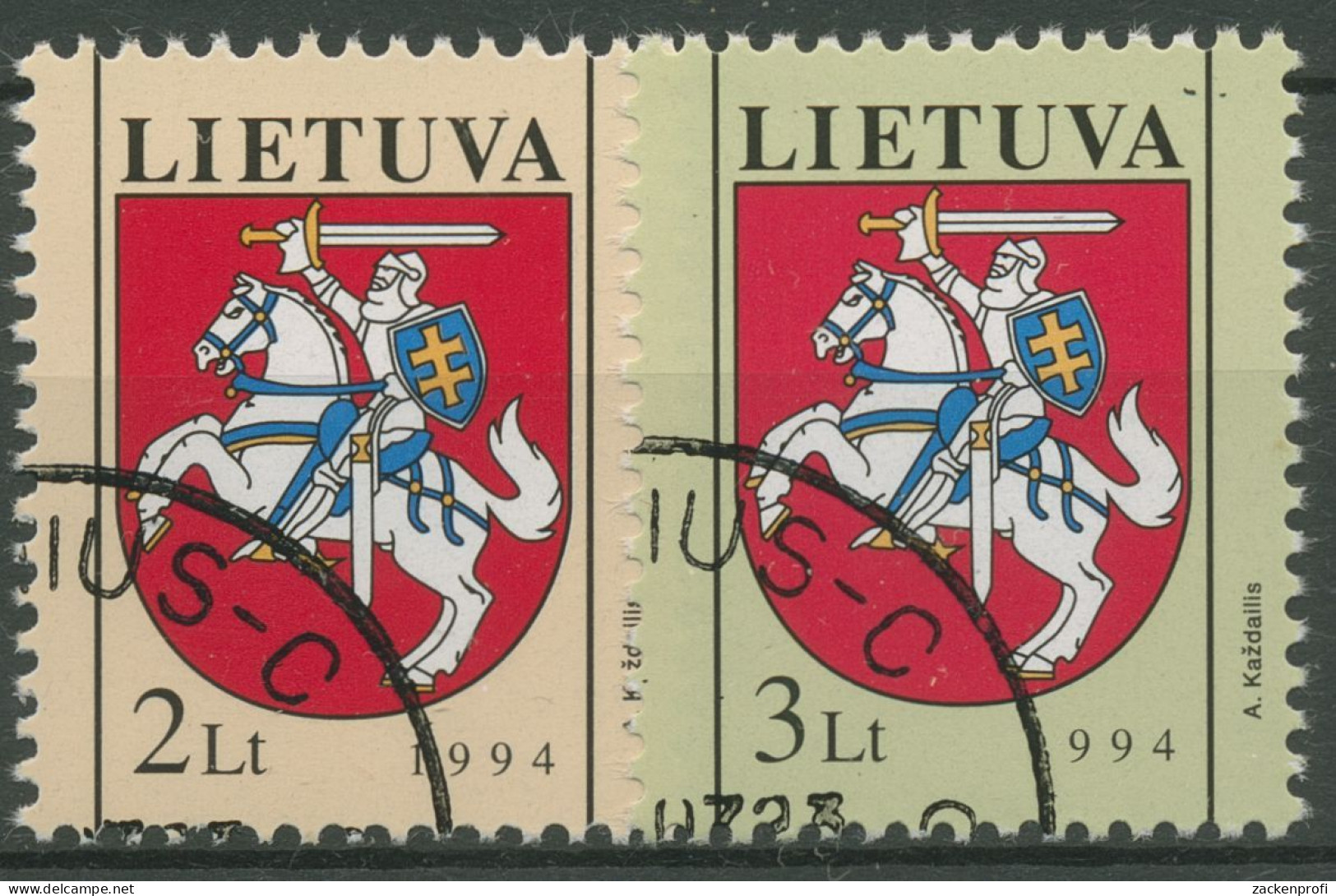 Litauen 1994 Freimarken Staatswappen 561/62 Gestempelt - Lithuania