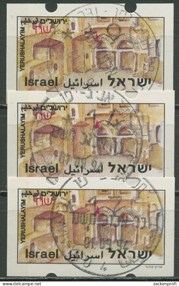 Israel ATM 1994 Jerusalem Satz 3 Werte (mit Phosphor), ATM 21.1 Y S3 Gestempelt - Frankeervignetten (Frama)