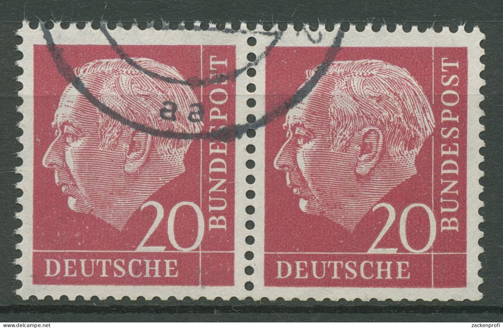Bund 1954 Th. Heuss I Bogenmarken 185 X W V Waagerechtes Paar Gestempelt - Usados