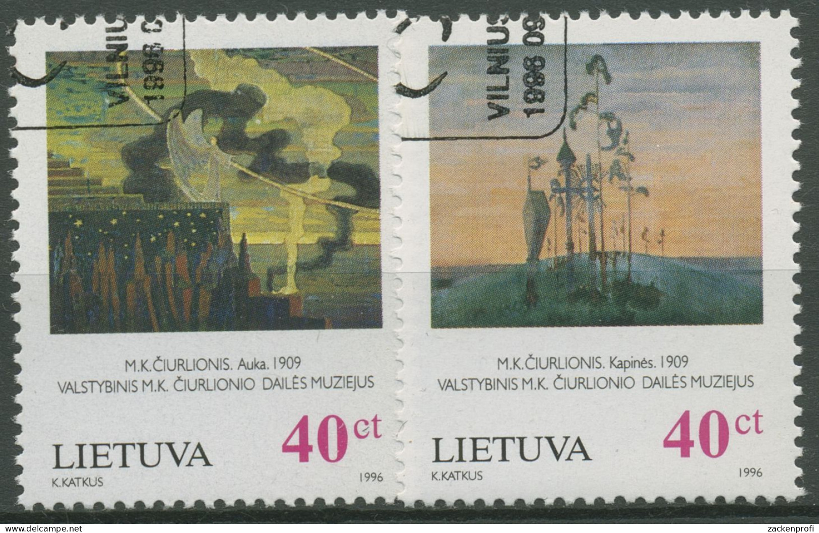 Litauen 1996 M. K. Ciurlionis Gemälde 617/18 Gestempelt - Lituanie