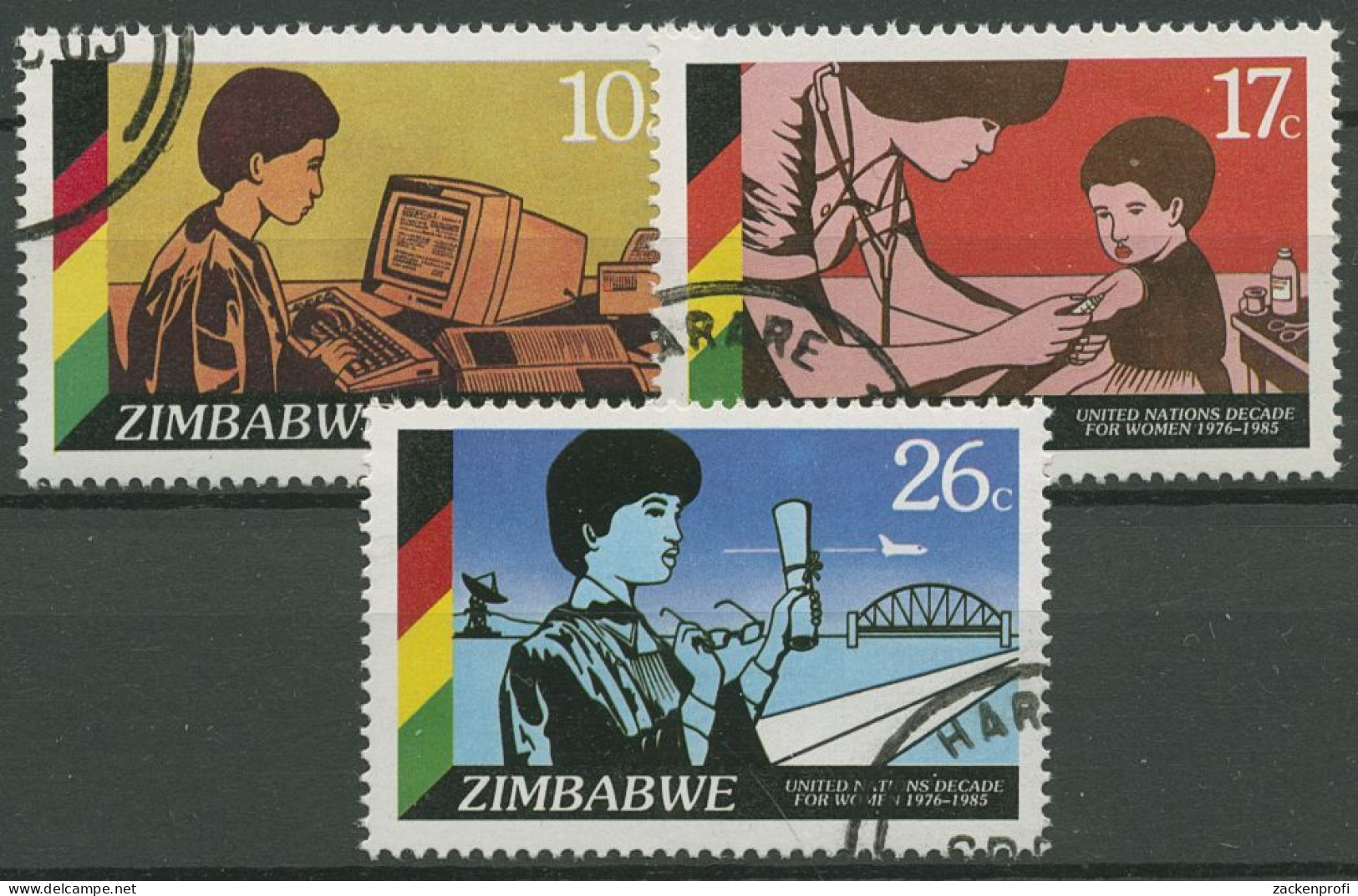 Simbabwe 1985 Frauendekade D. Vereinten Nationen UNO Studentin 335/37 Gestempelt - Zimbabwe (1980-...)