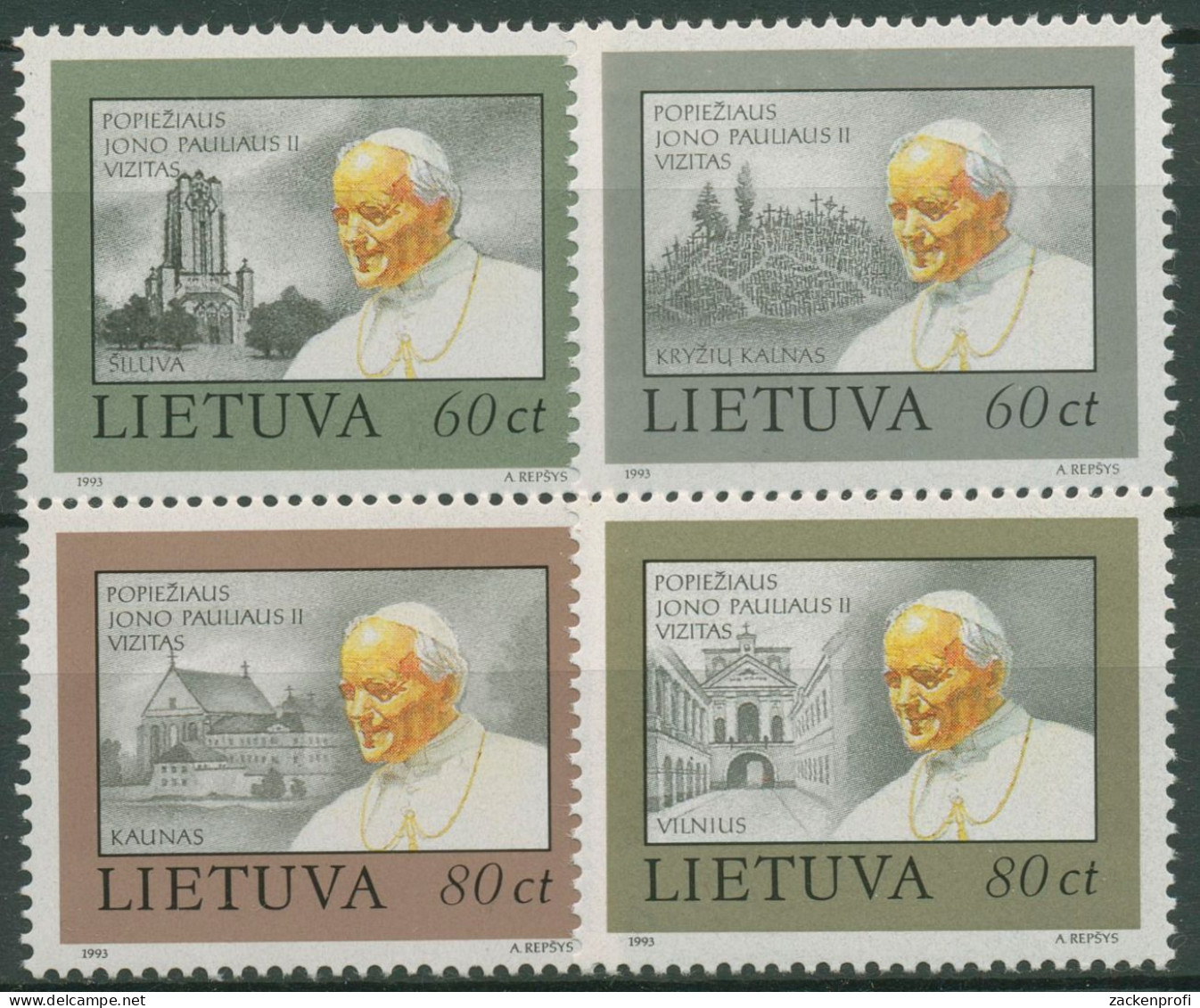 Litauen 1993 Papst Johannes Paul II. 533/36 Postfrisch - Lituanie