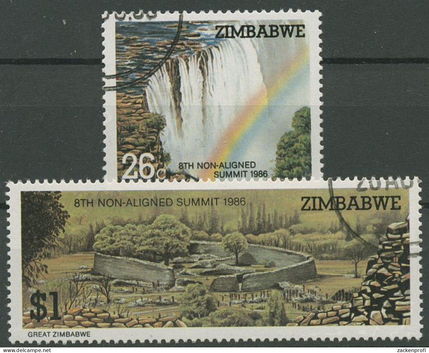 Simbabwe 1986 Victoriafälle Ruinen Great Zimbabwe 348/49 Gestempelt - Zimbabwe (1980-...)