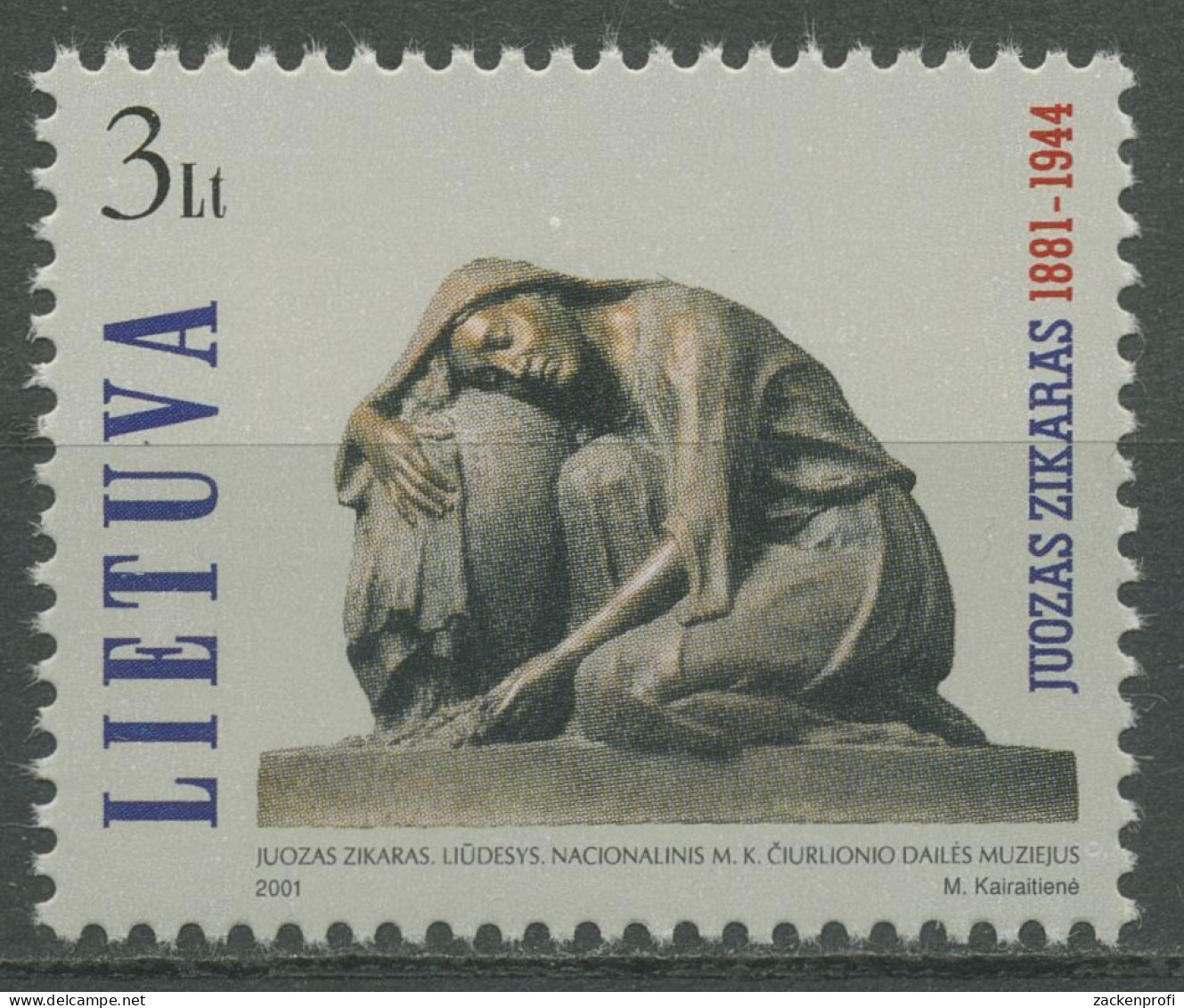Litauen 2001 Bildhauer Juozas Zikaras Skulptur 772 Postfrisch - Lithuania