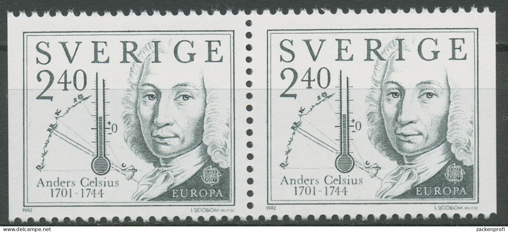 Schweden 1982 Europa CEPT Ereignisse Anders Celsius 1188 Dl/Dr Paar Postfrisch - Unused Stamps