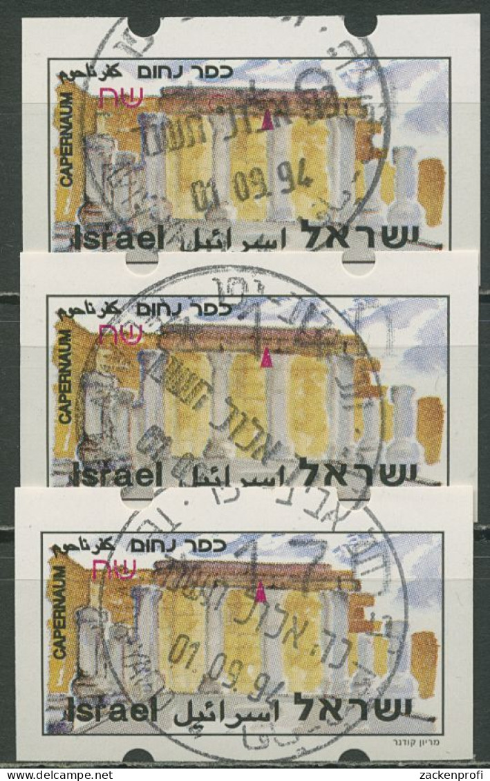Israel ATM 1994 Kapernaum Satz 3 Werte (ohne Phosphor), ATM 22.1 X S3 Gestempelt - Franking Labels