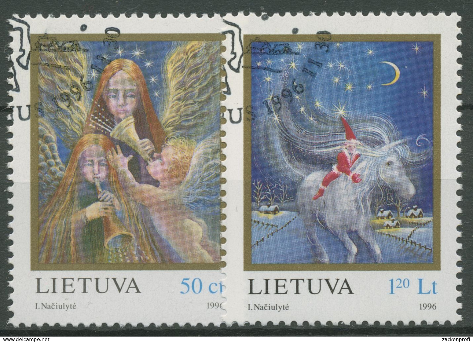 Litauen 1996 Weihnachten Engel Pferd 625/26 Gestempelt - Lithuania