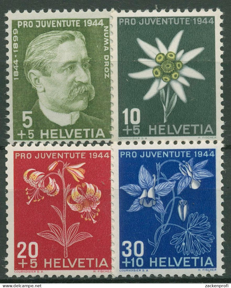 Schweiz 1944 Pro Juventute Alpenblumen (II), Numa Droz 439/42 Postfrisch - Nuovi